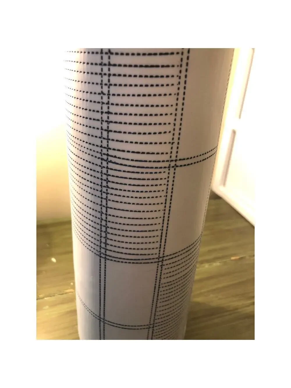 CB2 EUC Tall Light Blue Ceramic Vase with Darker Blue Accent Lines 12